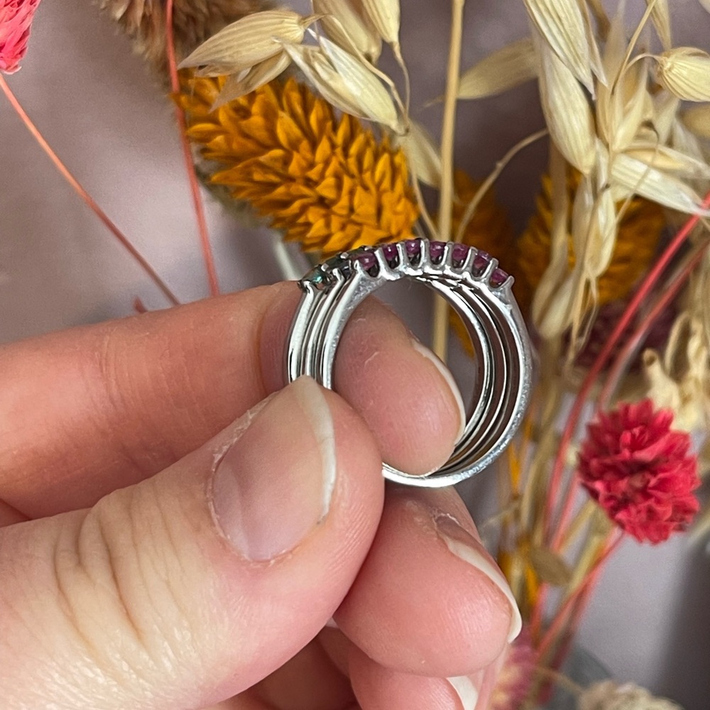 Stackable Band Rings - Ruby, Emerald And Tanzanite - image 2
